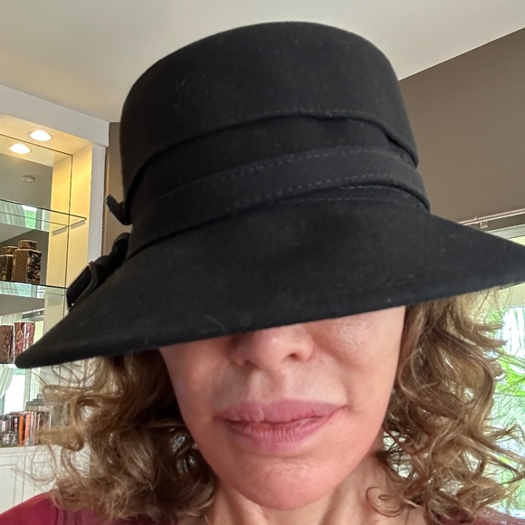 Black Merino Wool Scala Collezione Fine Hat NWOT - Picture 2 of 7